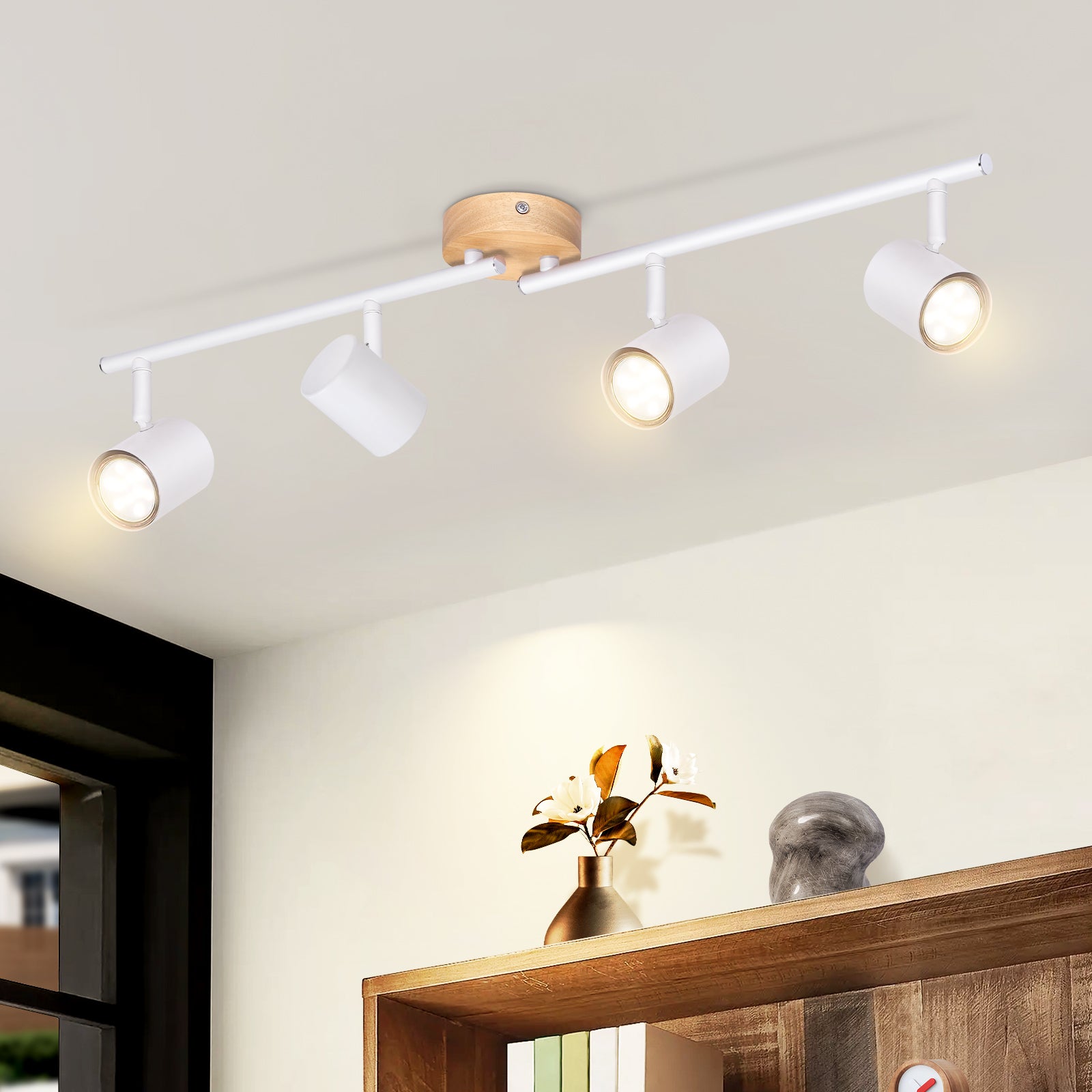 ZMH Lampa sufitowa w stylu vintage z 4 żarówkami GU10 do sypialni lub przedpokoju