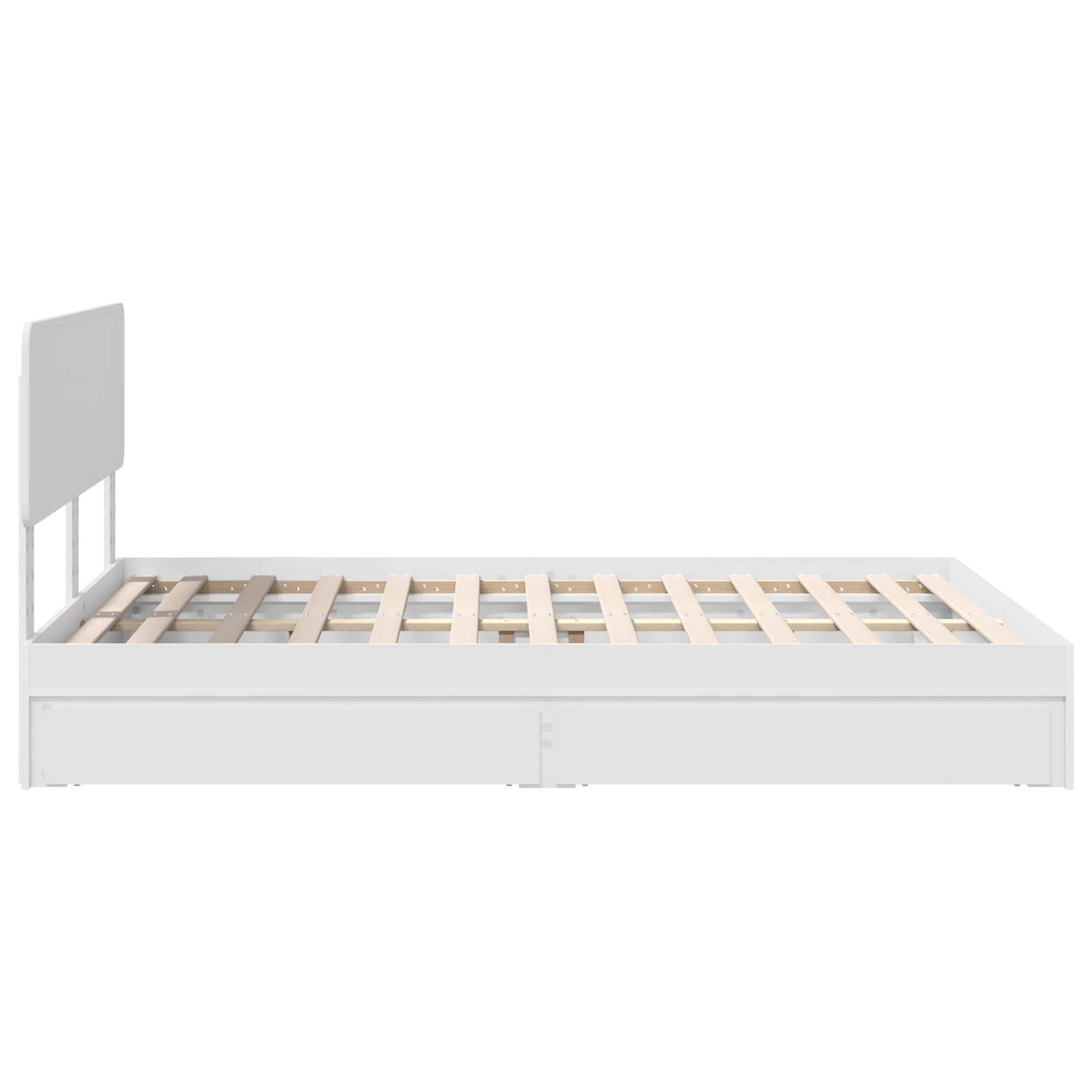 Lit de rangement réglable blanc 140 x 190 cm panneau de bois - 9