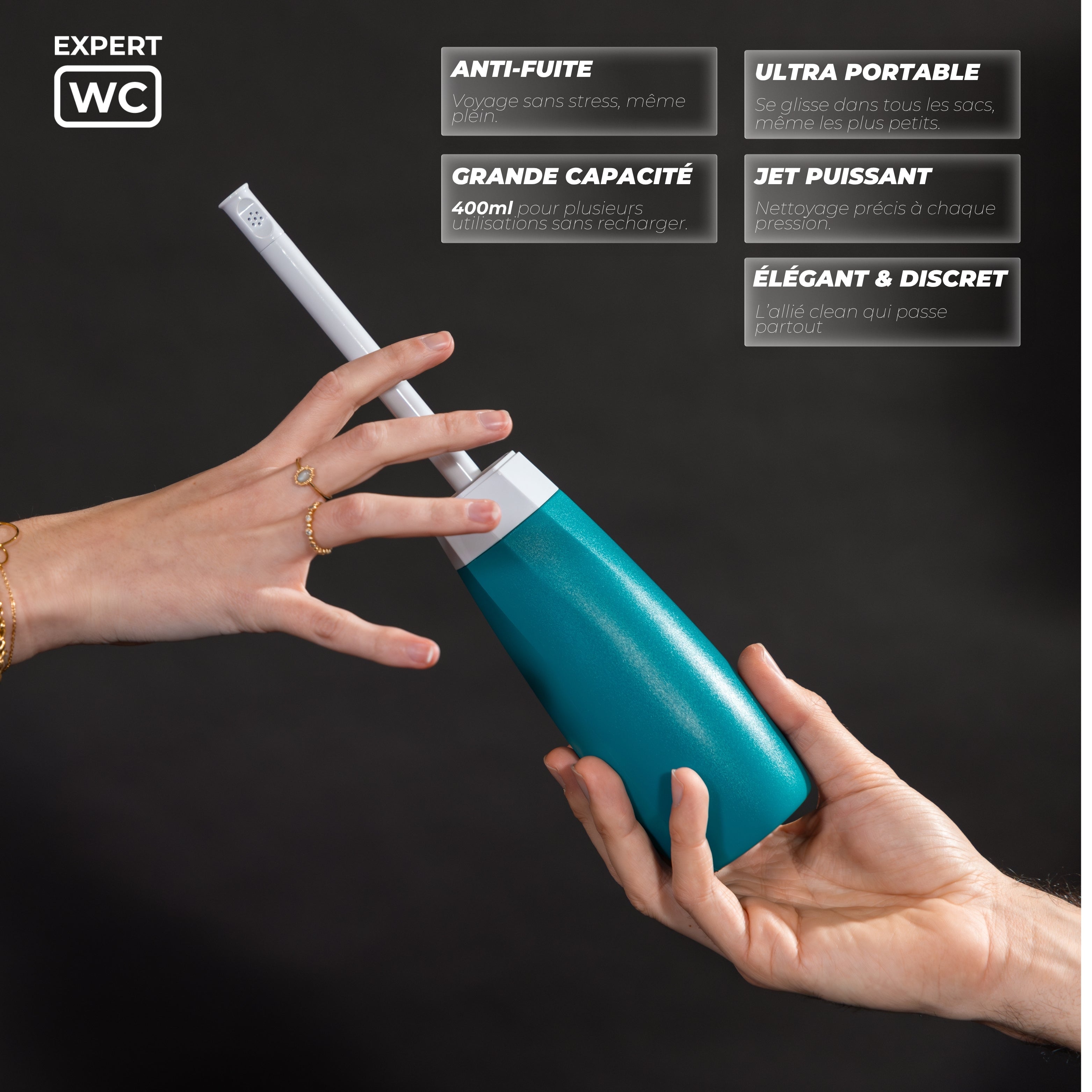 Bidet Portable pour Toilette Intime avec deux embouts ajustables - Marque Française - 400 ml - Douchette de Voyage et Post-accouchement - 4