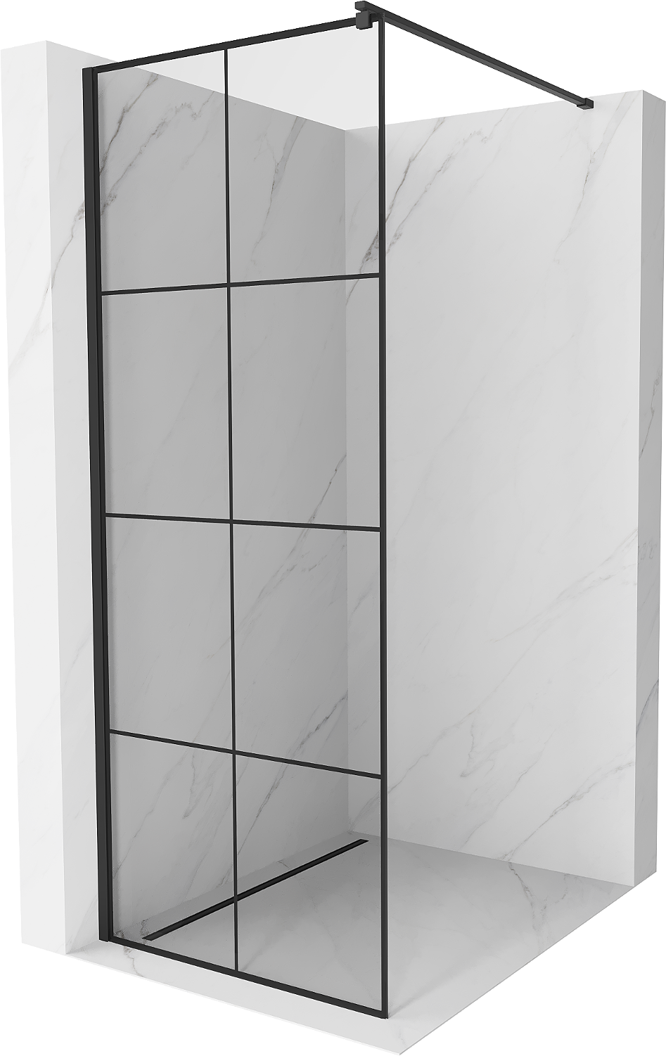 Mexen Kioto ścianka prysznicowa Walk-in 90 x 200 cm, czarna kratka 8 mm, czarna - 800-090-101-70-77