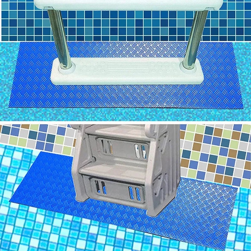 Tapis d'échelle de piscine 2 pièces, pour revêtement et escaliers de piscine hors sol, coussin antidérapant, 40x90cm, épaisseur 1.6mm - 4