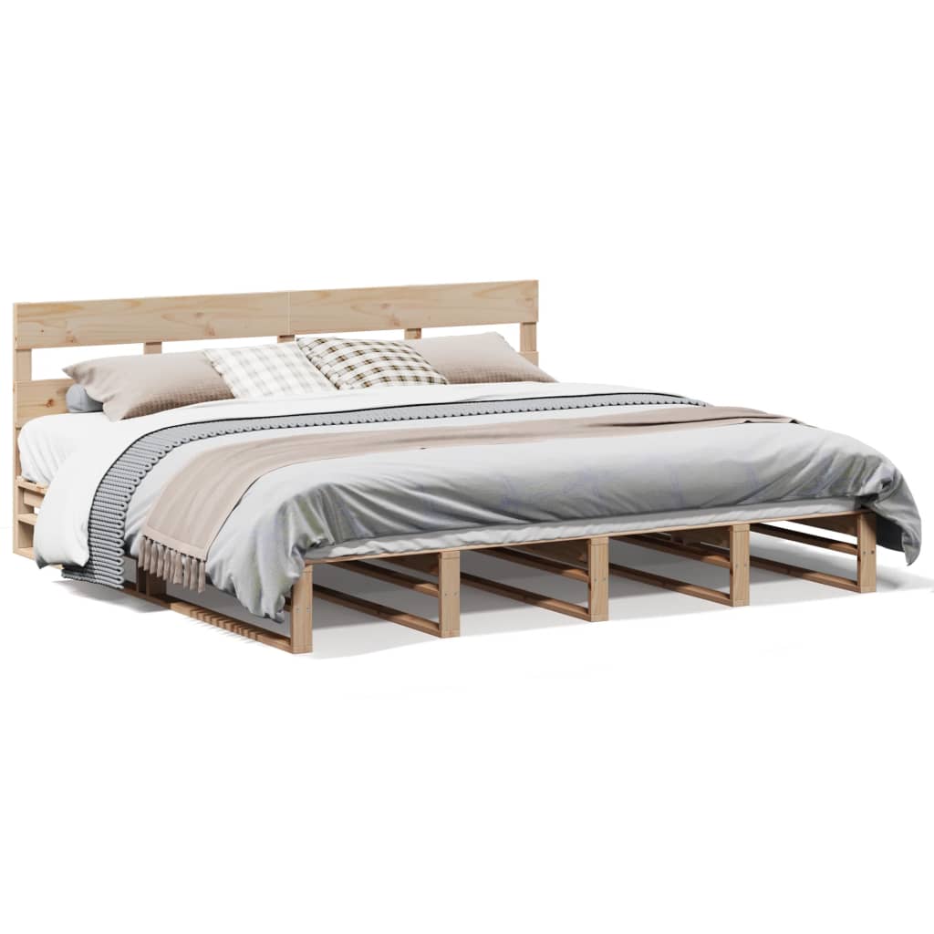 Cadre de lit sans matelas en bois massif de pin pour la chambre, 200 × 200 cm - 2