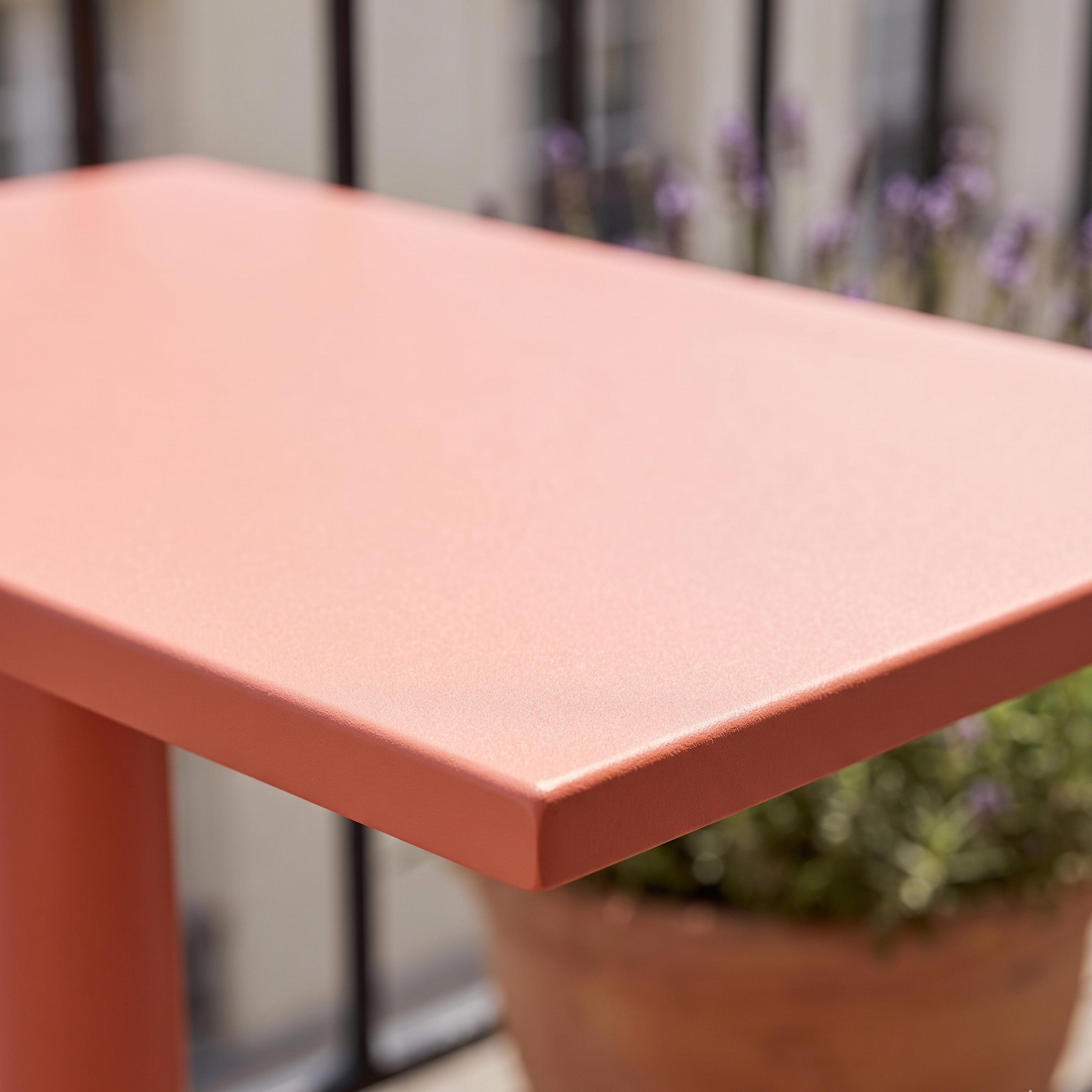 Table à manger de jardin carré en Acier Rose 4 places - 3