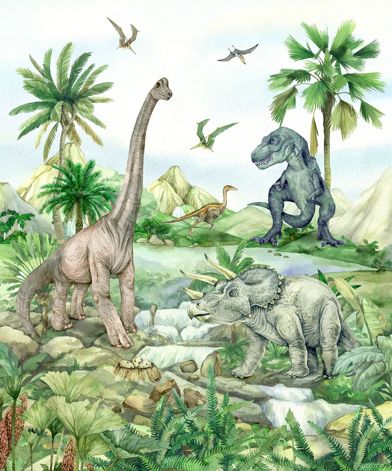 Fotomural dinosaurios verde - 2,25 x 2,7 m - sanders & sanders