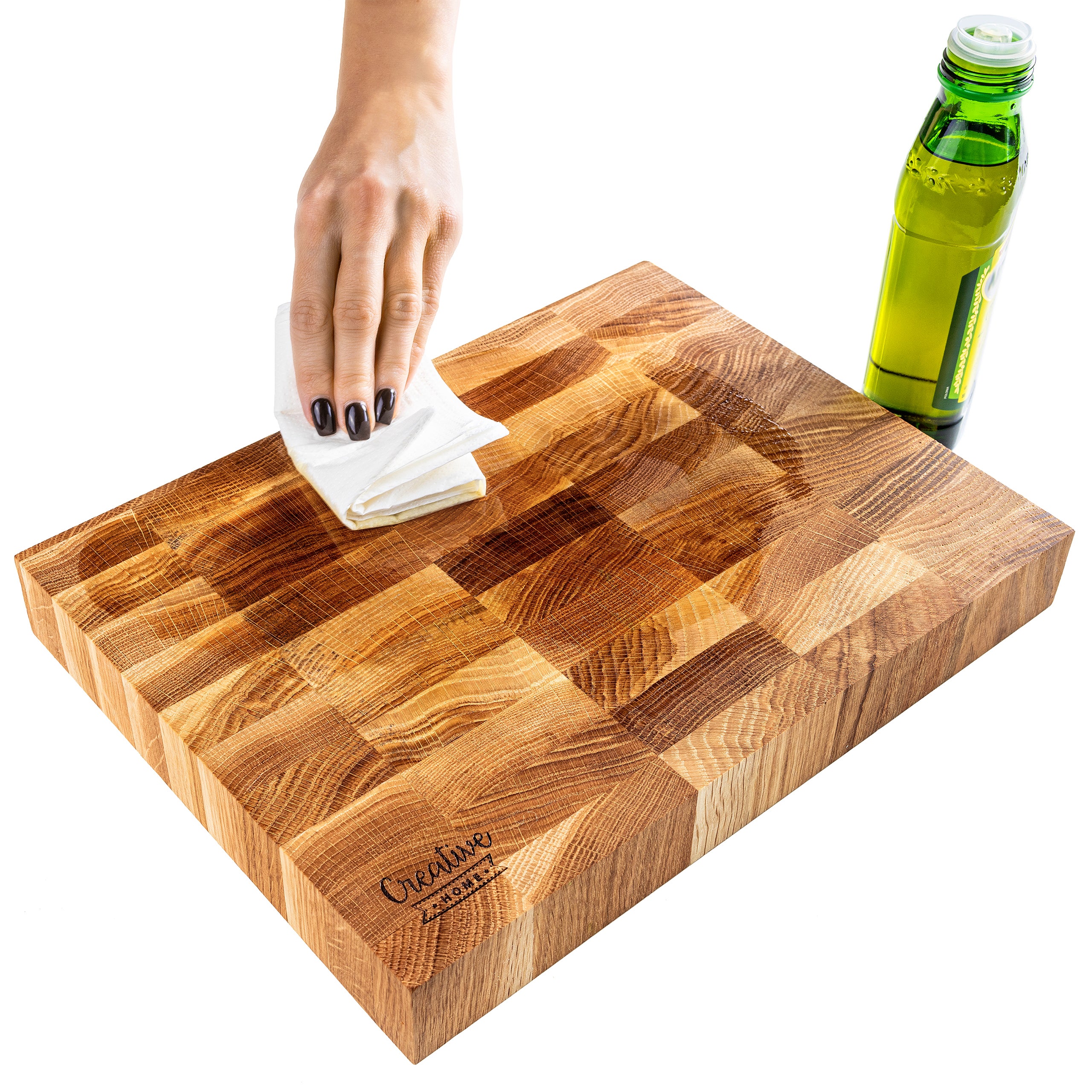 Creative Home Grande Tagliere Professionale 32 x 24 x 4cm | Accessorio da Cucina in Legno Massello | Quercia Naturale | per Salumi Pane Formaggi Pesce - 4