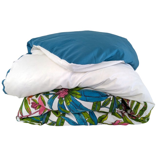 Housse de couette 240x220 cm coton SUMATRA bleu Paon