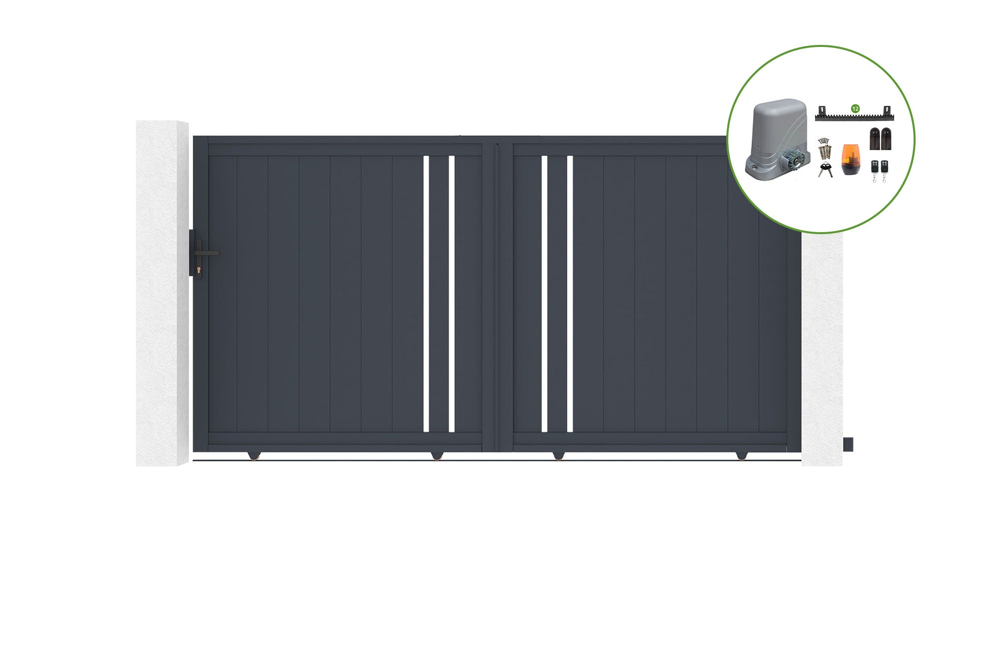 Brama przesuwna 3,5m GIONA H.180cm aluminiowa + napęd TANKER C600