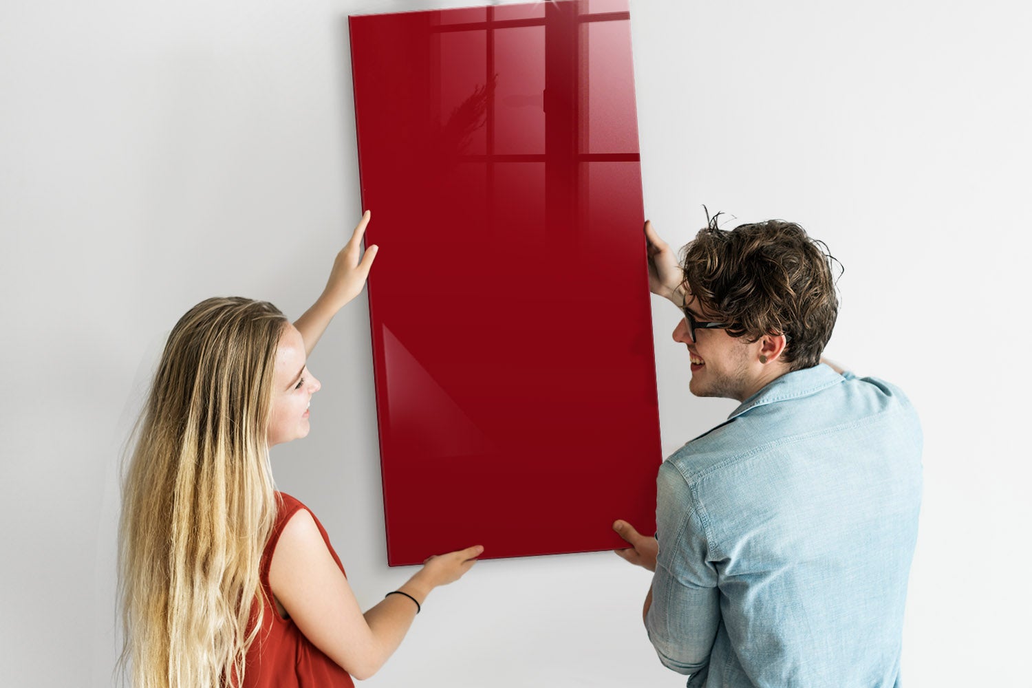 Tableau magnétique mural, Tulup - 60x120 cm - Couleur rouge, 5 aimants, une éponge, un marqueur blanc - 2