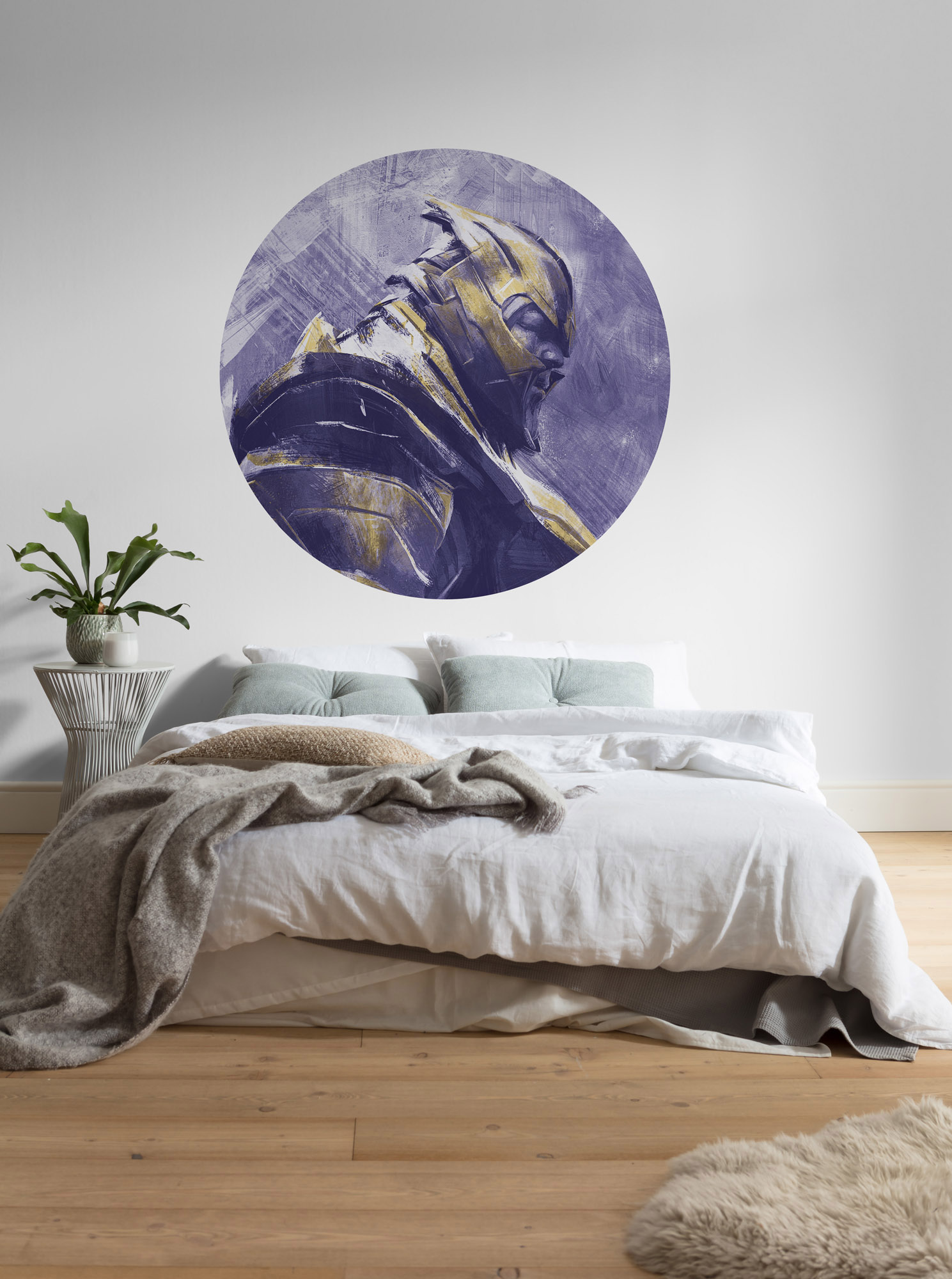 Papel pintado panorámico redondo en tela no tejida autoadhesiva de komar - marvel avengers painting thanos - talla: ⌀125 cm