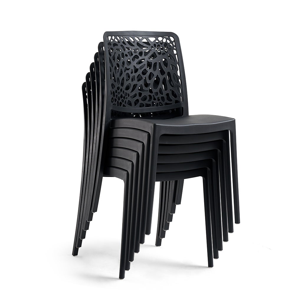Lot de 6 Chaise de jardin sans coussin Sole en Polypropylène Noir - 5