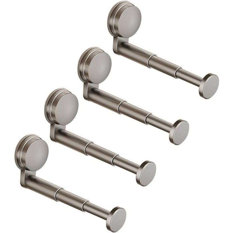 Cztery rozkładane, oszczędzające miejsce wieszaki na ubrania montowane na ścianie, idealne do łazienek, balkonów i pralni. Szare.