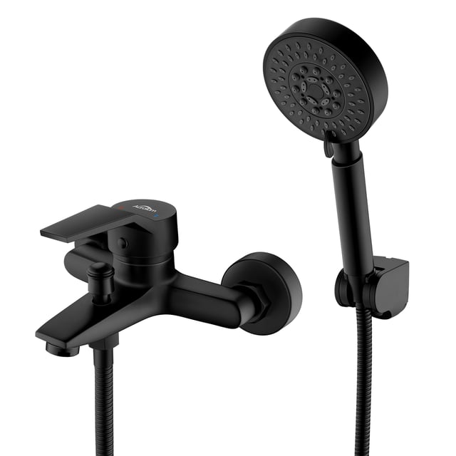 Mitigeur de Baignoire avec Douchette Kit Mitigeur Robinet de Baignoire Cascade Mélangeur de Baignoire Salle de Bain Mitigeur Monocommande Noir