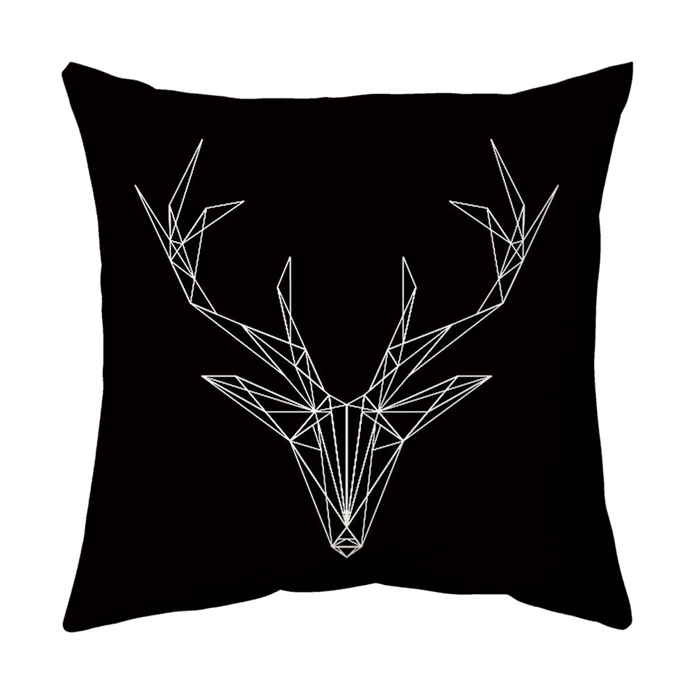 Coussin Lot de 4, Géométrique Noir Et Blanc Flèche De Cerf Minimaliste Doux Court Peluche Carré Taie d'oreiller pour Sofa Canapé Chambre 45x45cm - 3
