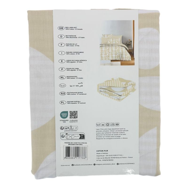 Pack complet housse de couette réversible pour lit 180 x 200 cm 