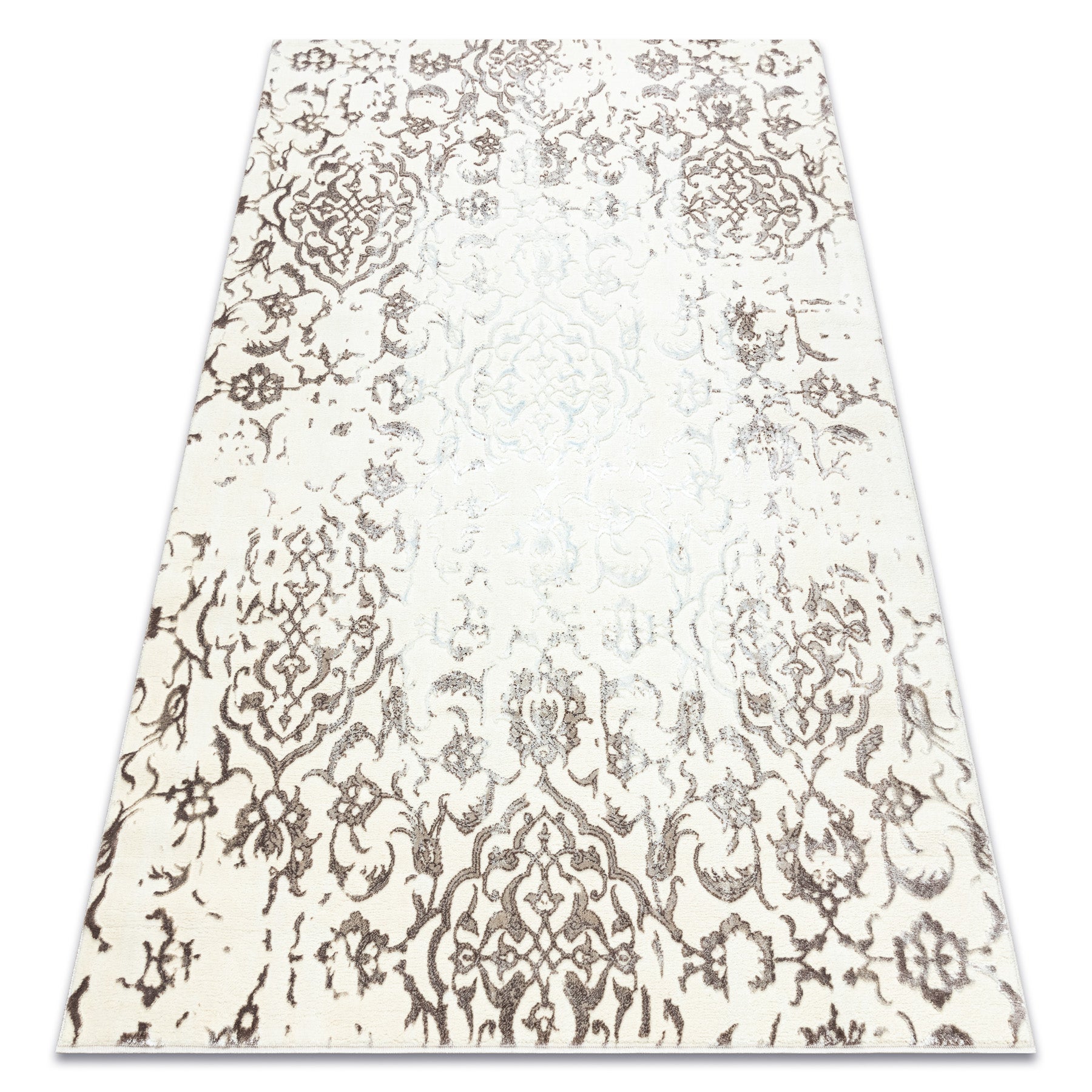 Dywan CORE 247A Ornament Vintage - Strukturalny, dwa poziomy runa, krem / brązowy 180x270 cm