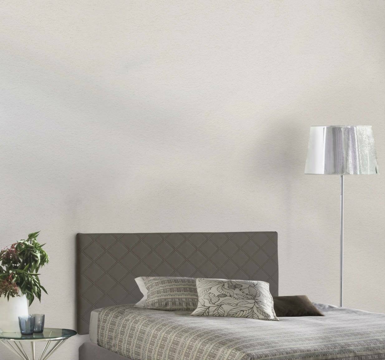 Lit queen size Cleo, tête de lit murale en simili cuir, 100% Made in Italy, convient pour un lit queen size, 130x60 cm, gris tourterelle - 2