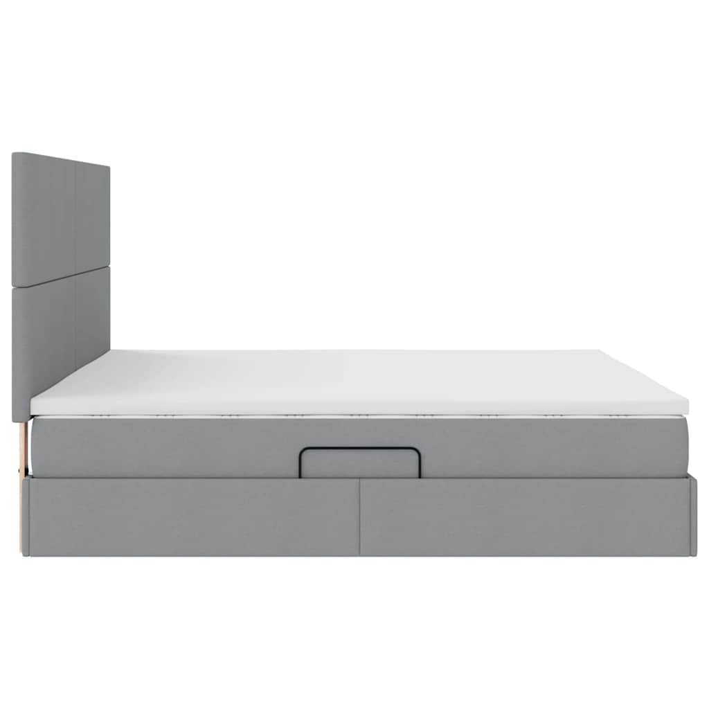 Lit avec rangement et matelas, en tissu gris clair, pour la chambre, 180 × 200 cm - 9