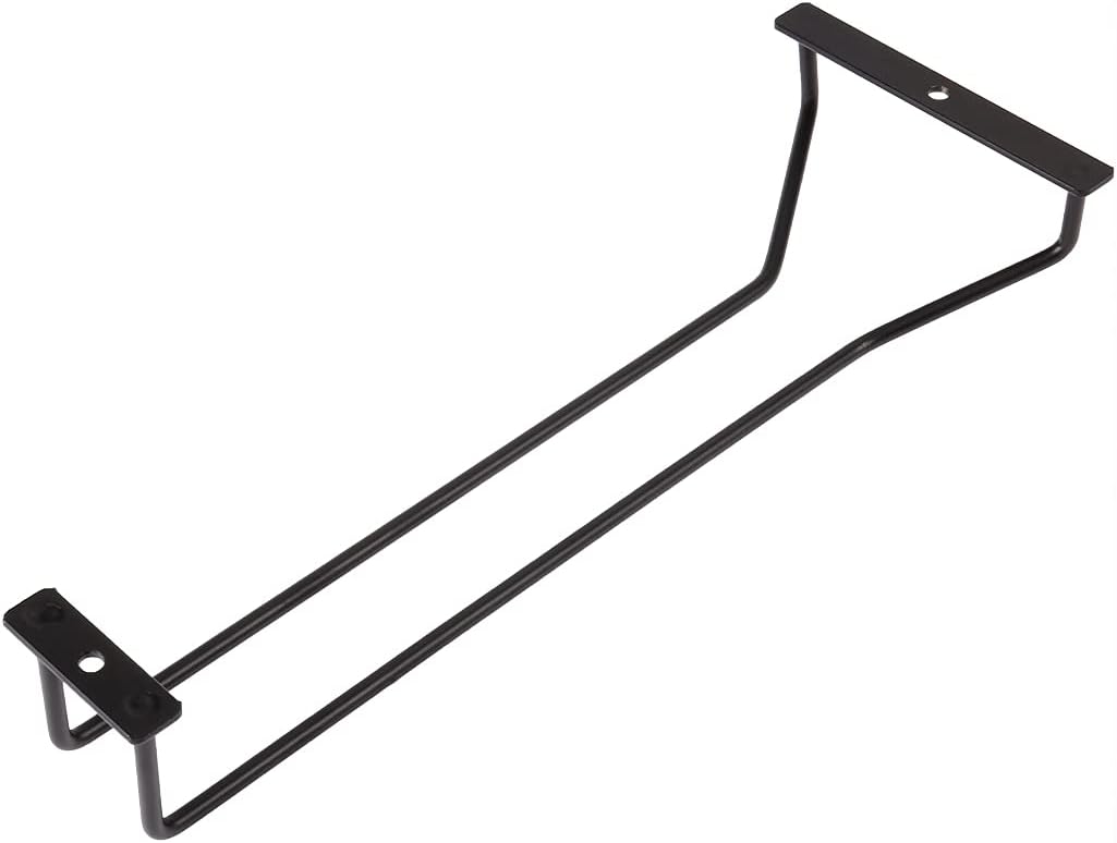 Czarny - 1 uchwyt na kieliszki do wina 12", uchwyt na kieliszki do wina pod półką, uchwyt na kieliszki do wina pod szafką, 1 poziom