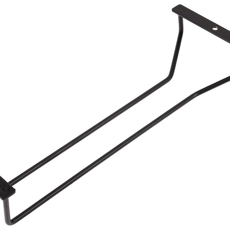 Czarny - 1 uchwyt na kieliszki do wina 12", uchwyt na kieliszki do wina pod półką, uchwyt na kieliszki do wina pod szafką, 1 poziom