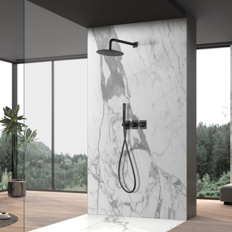 Duchas Techo Empotrada A Techo Sil Negro Mate Valaz Conjunto De Ducha