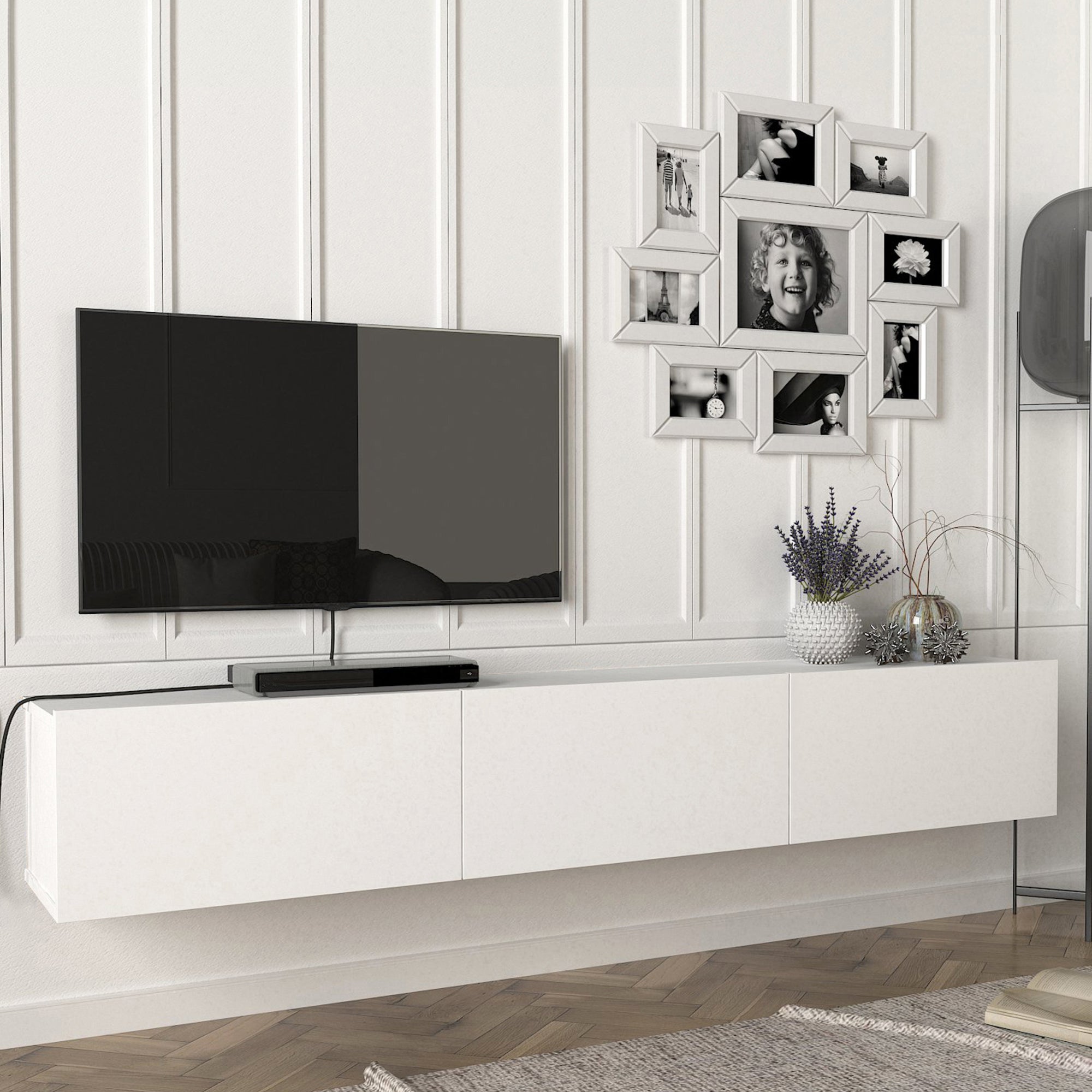 Meuble TV Vihti 180 x 31 x 29,5 cm blanc [en.casa] - 2