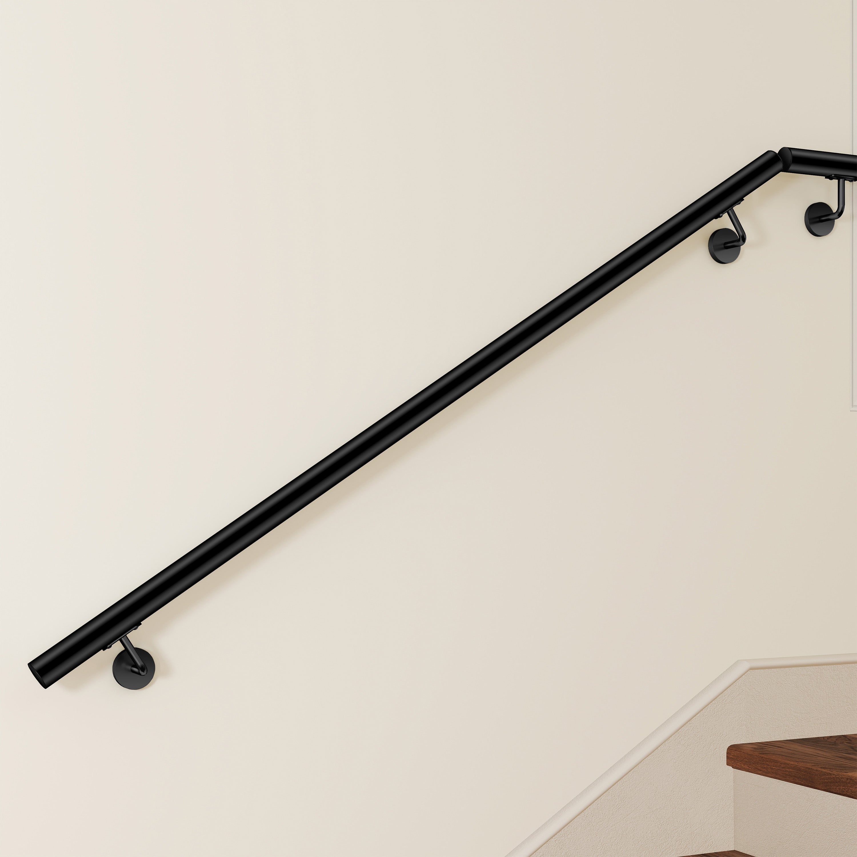 Main Courante Murale pour Escalier en Inox 304 noir - Rampe Escalier 200 cm avec Supports Fixation et Embouts Inclus - Usage Intérieur & Extérieur - 2