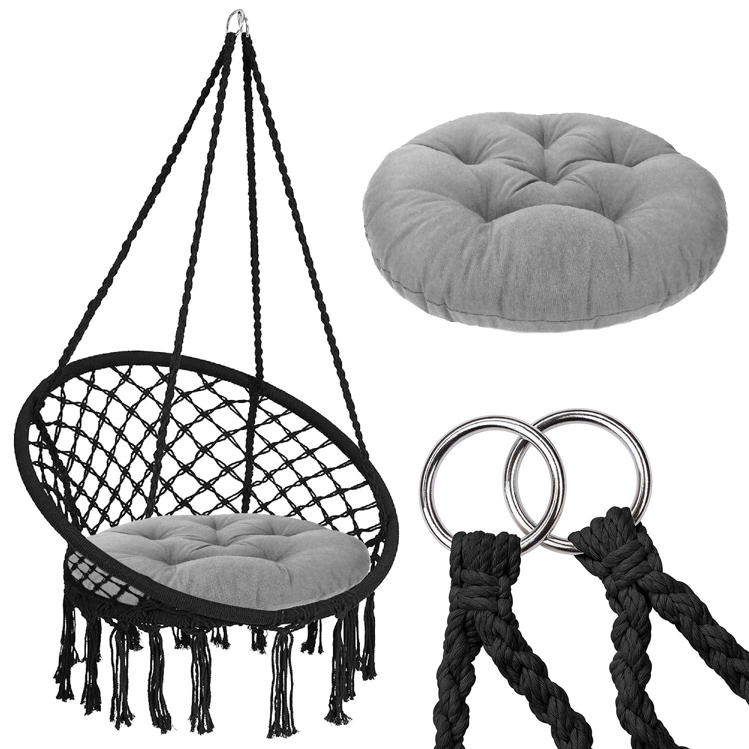 Cadeira Suspensa De Jardim Tutumi 490129A Black - 62x33x142cm - 7