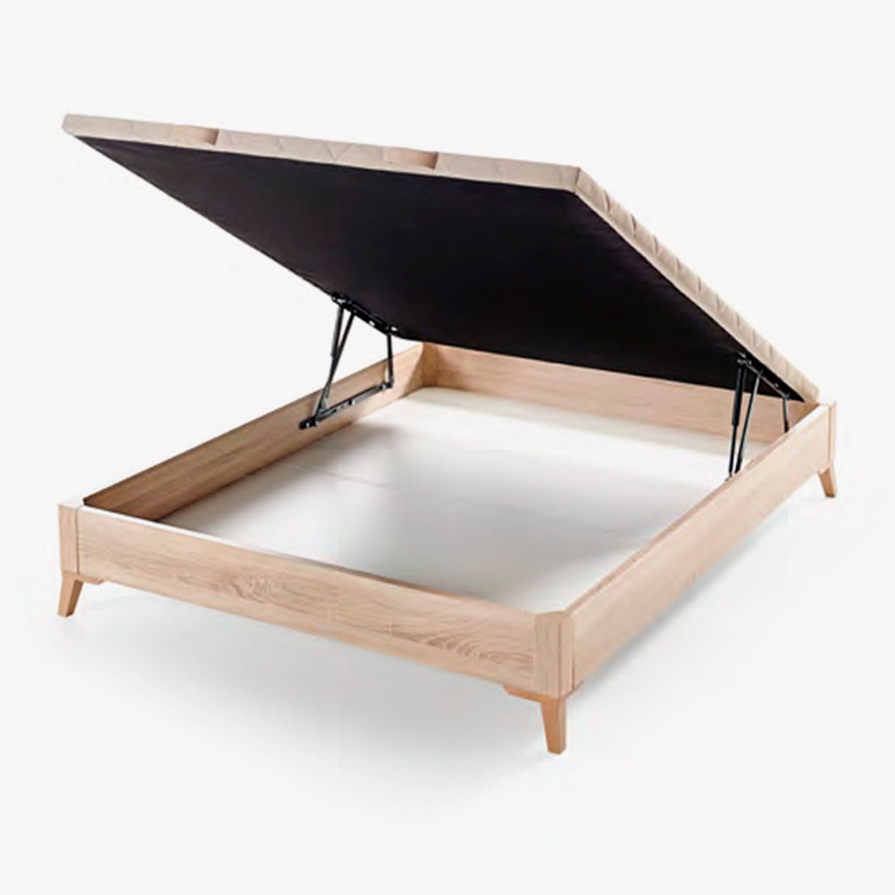 Divano Pieghevole Con Contenitore - Legno Rinforzato, Beige, 105x190 Cm, Capiente E Pratico