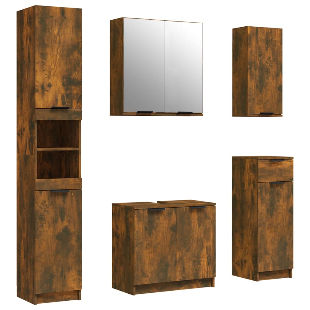 Lomadox LUTON-56-CRAFT Set Mobile Bagno In Rovere | 130x200x46 Cm | Lavabo Ceramica, Armadio, Specchio Con Luci LED