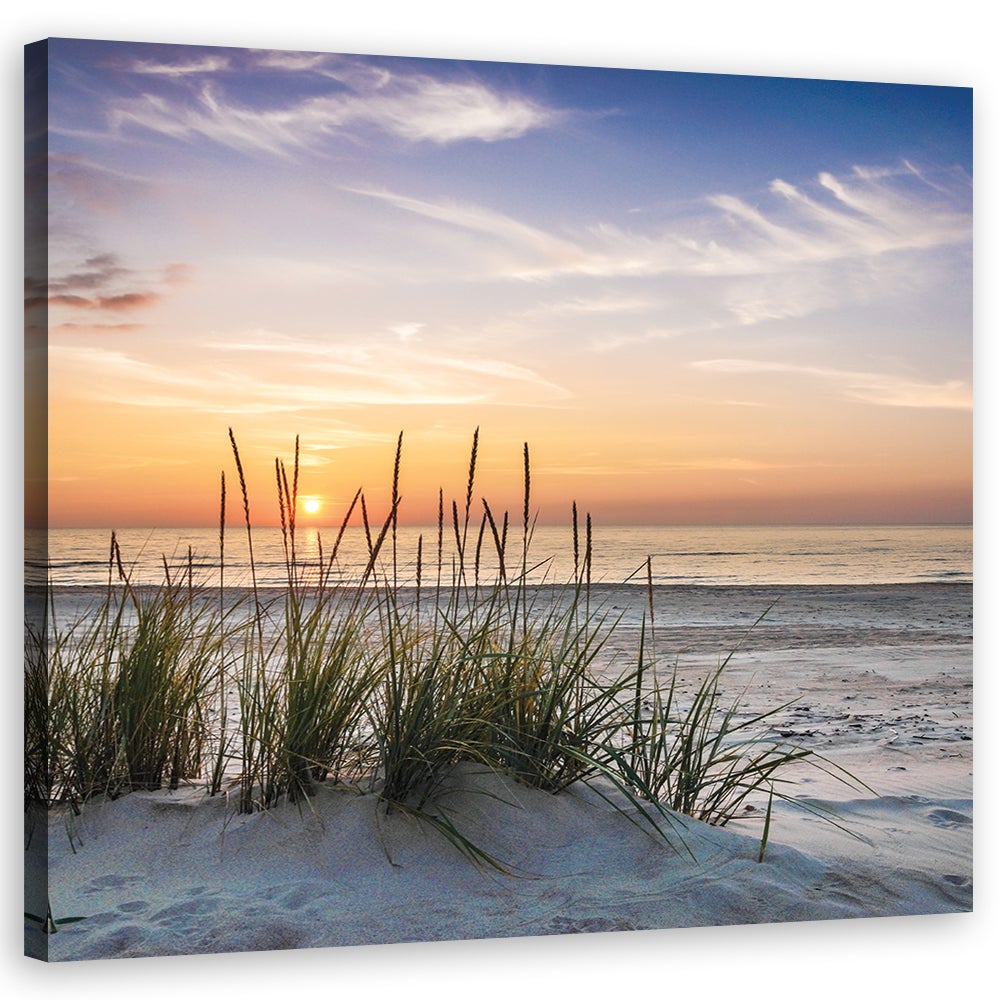 Obraz na płótnie, Zachodzące słońce na plaży 40x40
