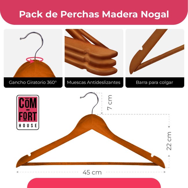 AMKUFO 8 grucce in legno con spalle larghe con barra antiscivolo per pantaloni, grucce robuste in legno con finitura liscia, gancio girevole a 360° per maglioni, giacche, camicie, nero AMKUFO 8 grucce in legno con spalle larghe con barra antiscivolo per pantaloni, grucce robuste in legno con finitura liscia, gancio girevole a 360° per maglioni, giacche, camicie, nero