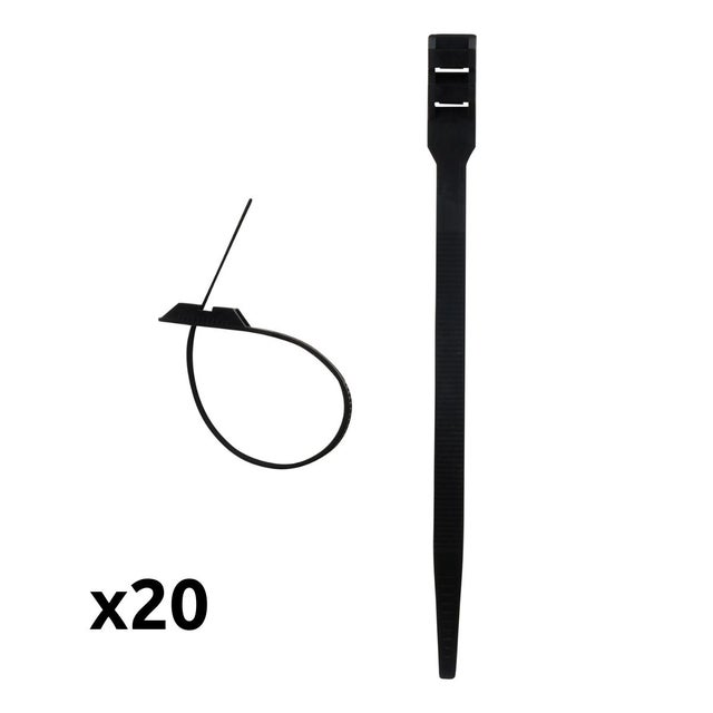 Lot de 20 colliers de câblage 9x 180mm - Noir - Zenitech