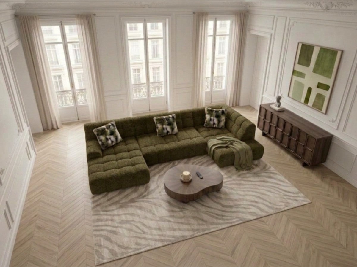Canapé panoramique avance-recule électrique ANDRE tissu texturé ...