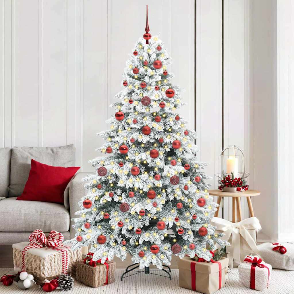 Sztuczna choinka z 300 diodami LED Zielony 180 cm PE i PVC