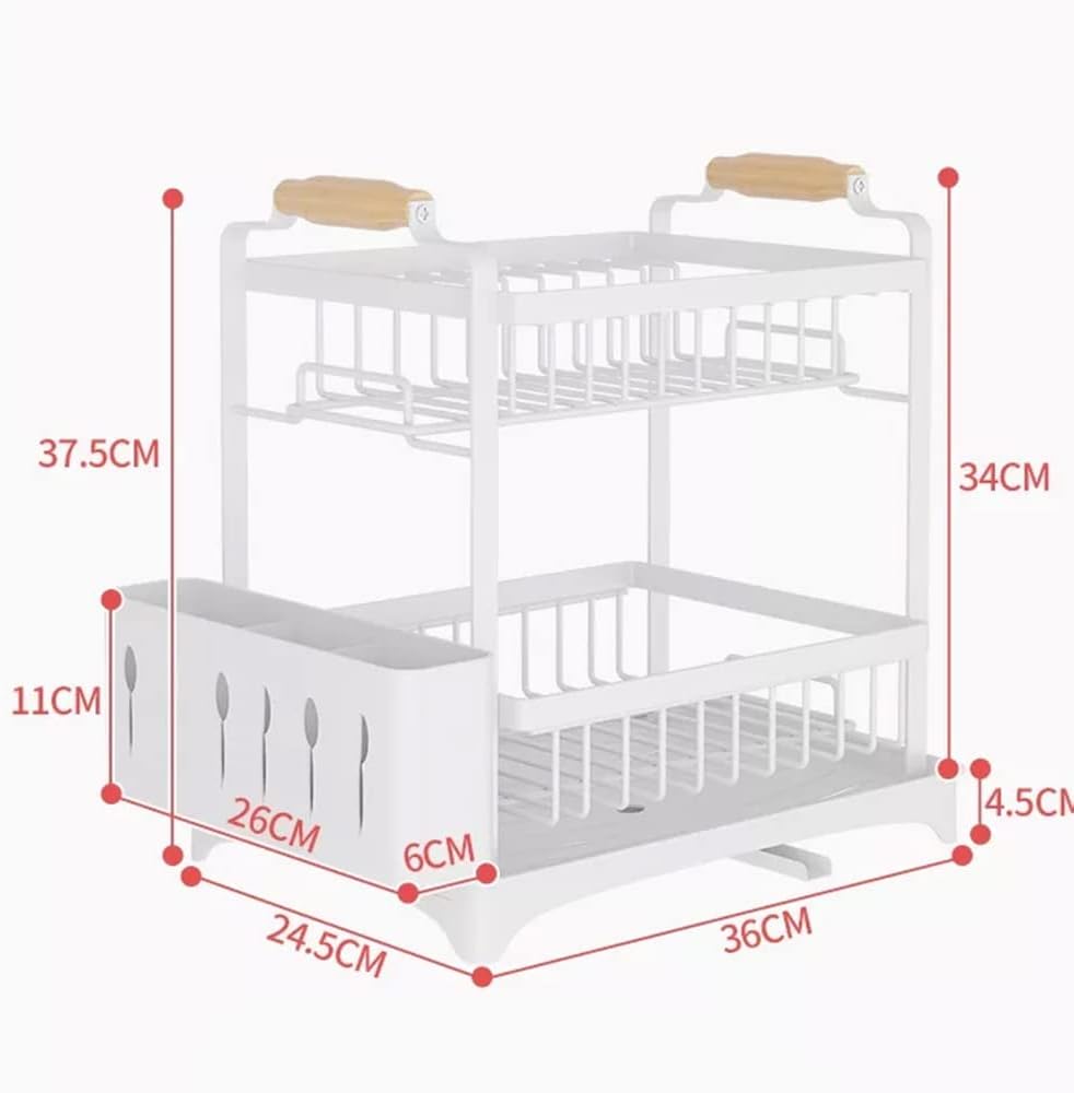 Cuisine vaisselle égouttoir avec bac de drainage, porte - couverts et égouttoir pour comptoir ou évier - 2