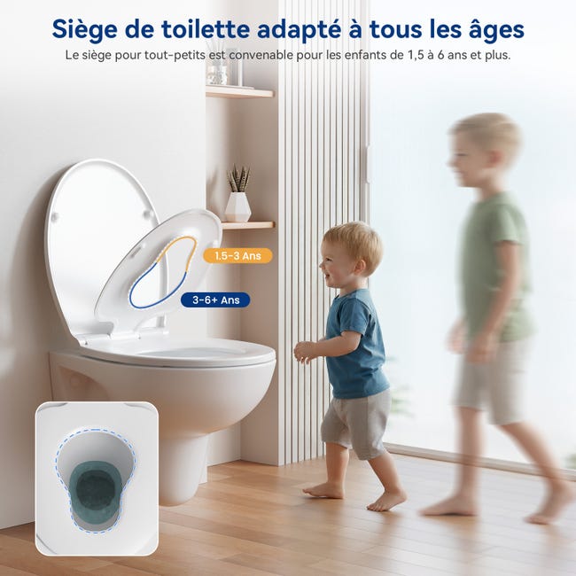 homfan Sedile WC allungato con sedile per bambini integrato, allungato, adatto sia per adulti che per bambini, con chiusura lenta e magneti, allungato, confezione da 2 homfan Sedile WC allungato con sedile per bambini integrato, allungato, adatto sia per adulti che per bambini, con chiusura lenta e magneti, allungato, confezione da 2