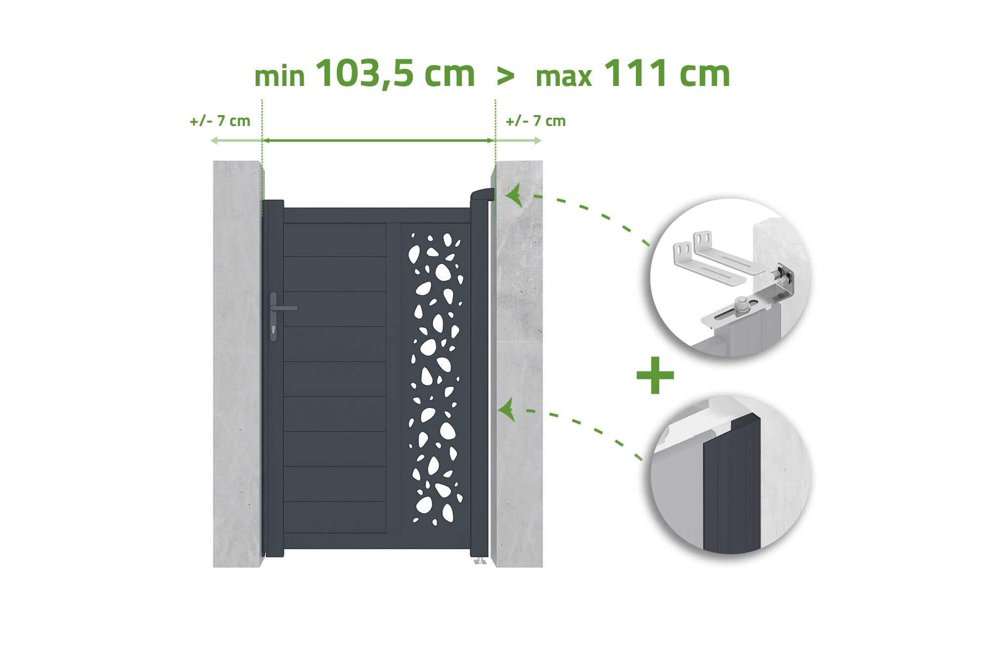 Brama regulowana szerokość 1m SUNNY H.160cm szare aluminium