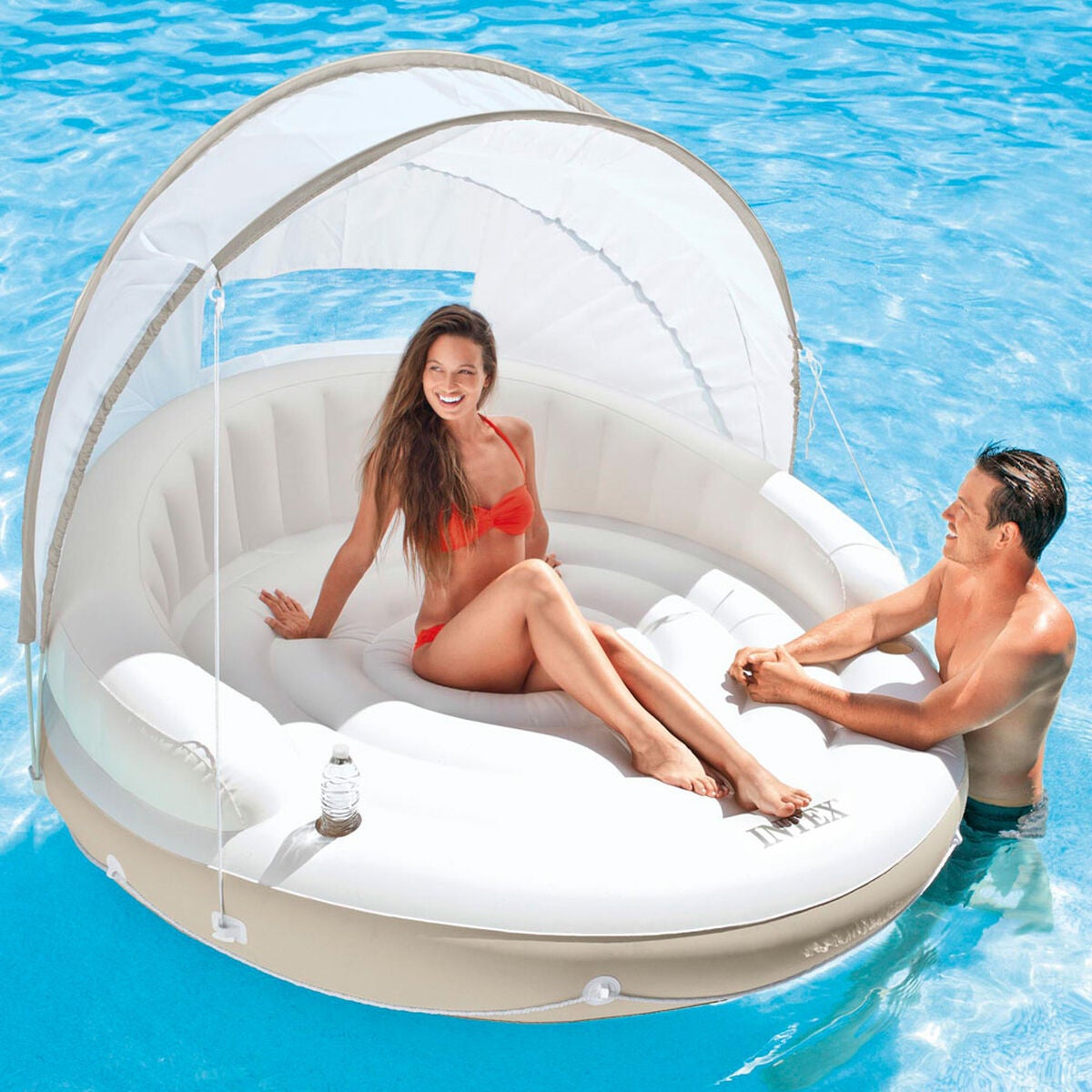 Ilha insuflável INTEX canopy creme - 199x150 cm - 7