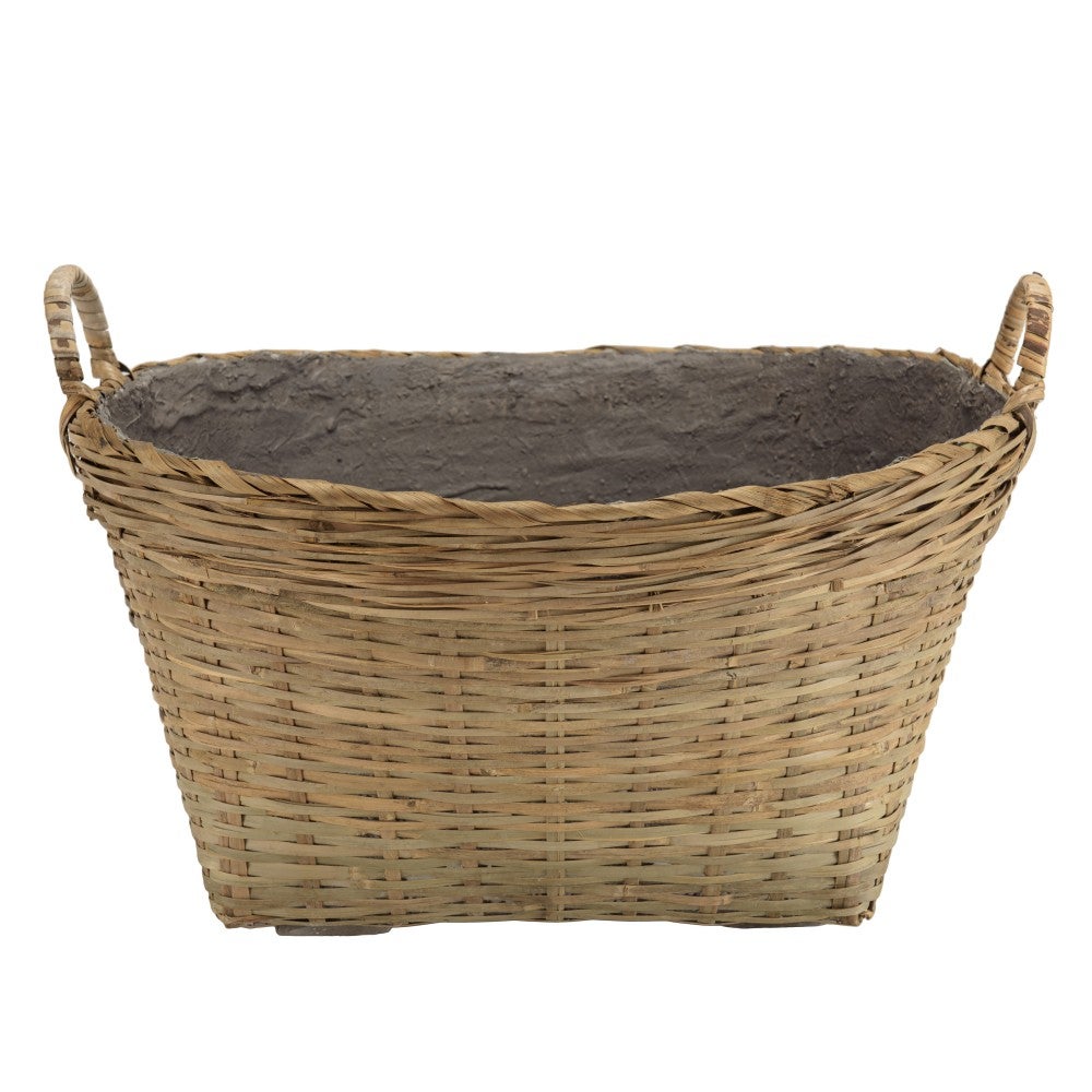 HECTOR - Pot de fleur ovale 60x53cm en bambou naturel avec anses - 6