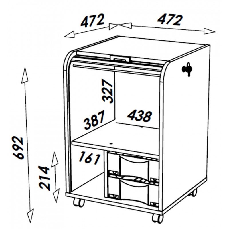Caisson à rideau 2 tiroirs chêne naturel imprimé statut de la Liberté Orga - 2