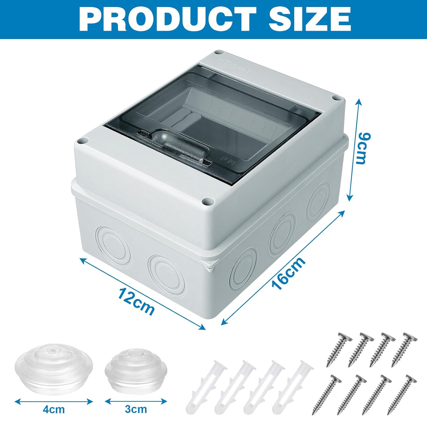 Contenitore elettrico impermeabile per esterni, scatola di distribuzione a montaggio superficiale IP65 con 5 moduli e terminali, superficie in plastic - 2