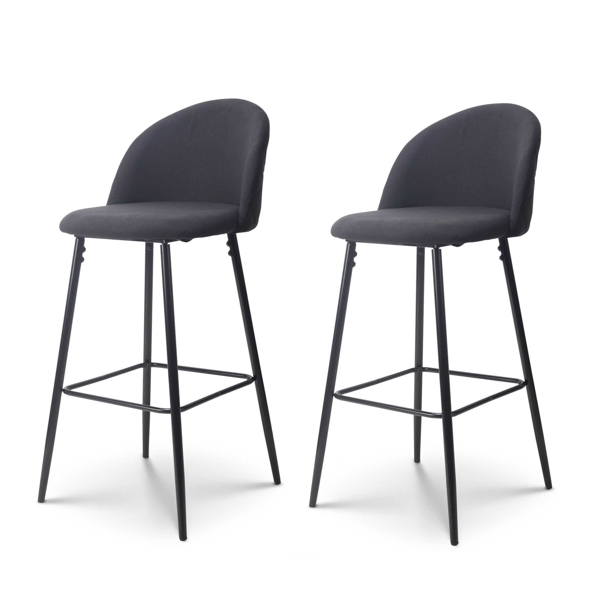 Chaises de salle à manger en PU, set de 2, pieds en métal argenté, noir | Leroy Merlin