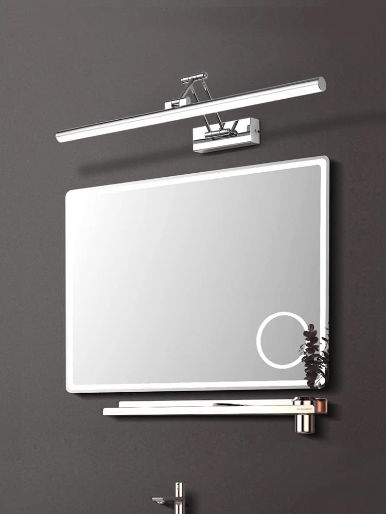 Kinkiet LED do łazienki, obrotowy o 180°, 3 regulowane kolory, odpowiedni do toaletek i szafek (srebrny, 50 cm, 10W).