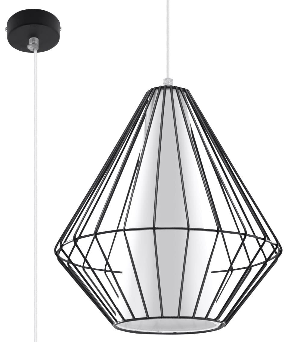 Lampa wisząca Demi czarno-biała 1xE27x60W wym: 100 x 28 x 28 cm metal Sollux Lighting
