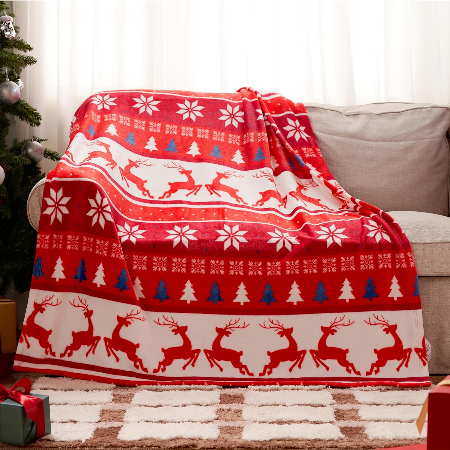 Chickw11 Natale Coperte Flanella, 3D Stampa Coperta Flanella Microfibra
