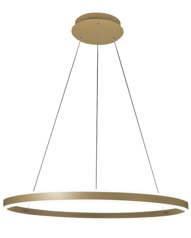 Lampa wisząca Palau LED 64W 3000K, ściemnialna, Ø80 cm, matowe złoto - żyrandol z metalu i metakrylanu