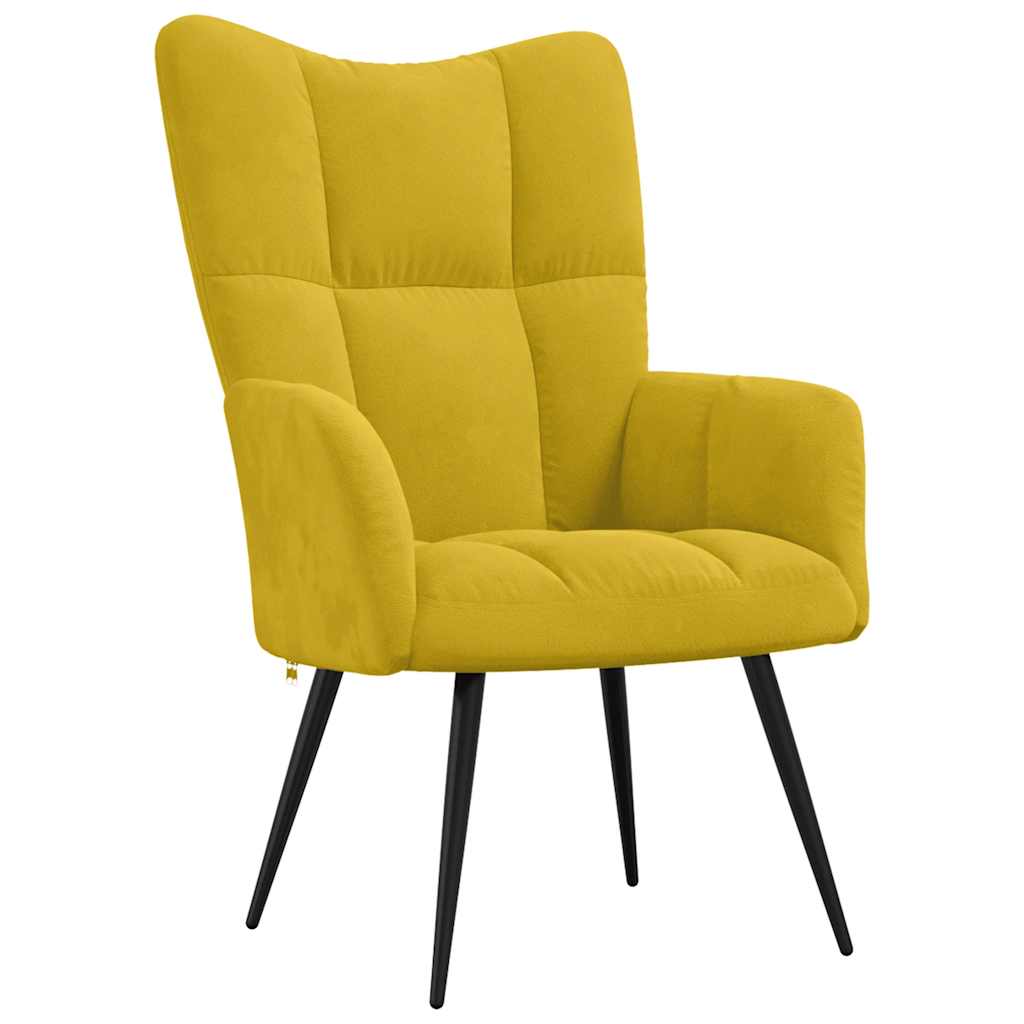 vidaXL Chaise de relaxation Jaune moutarde Velours - 2