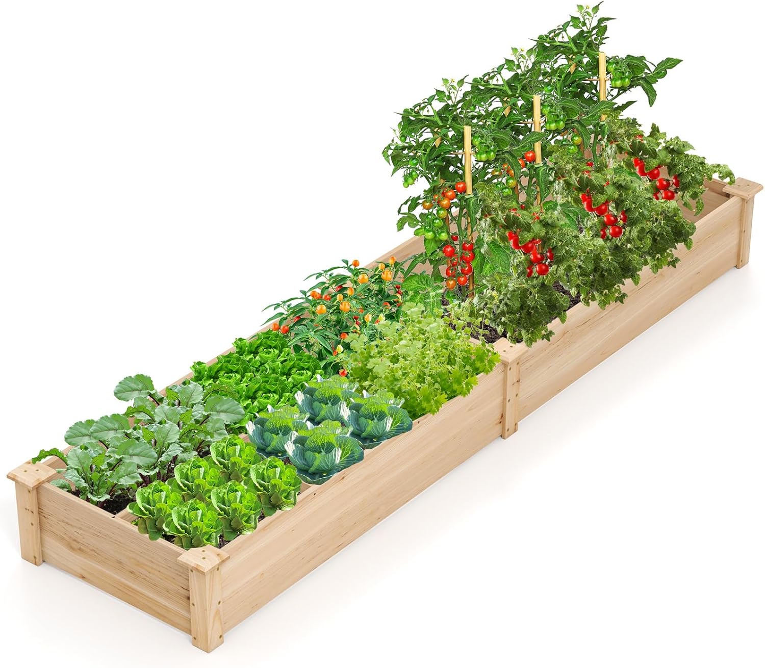Canteiro de horta em madeira de pinho com 0,26 m³, com 2 caixas de plantação e divisórias, 1 caixa com divisórias para flores, legumes, frutas e erva - 9
