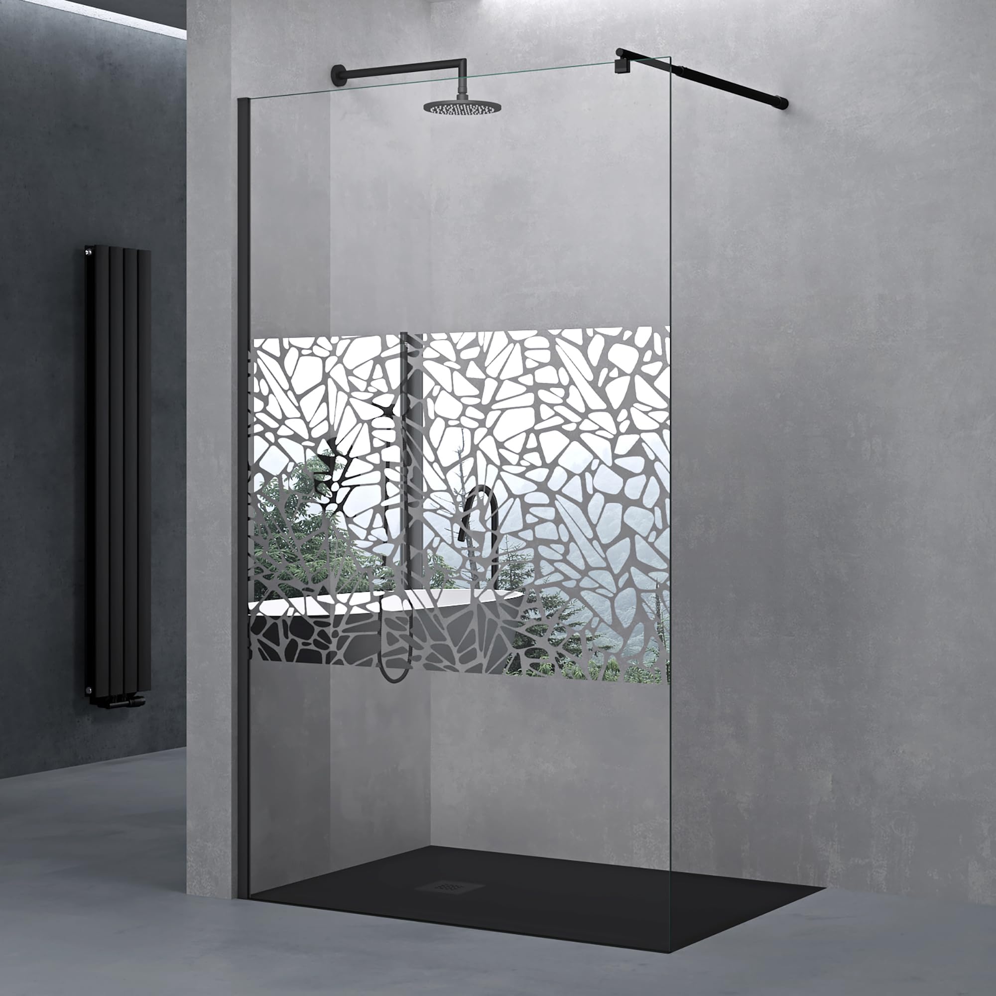 Doporro Paroi De Douche à L'italienne Transparent 70cm Pare-Douche Verre De Sécurité 10mm Bremen02K 70x200cm Noir Avec Stabilisateur Rond | Leroy Merlin