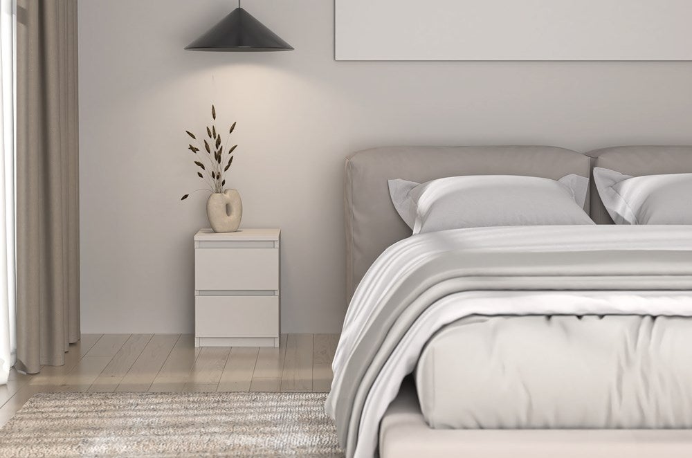 ASTER - Comodino in stile scandinavo - 30x30x40 cm - Comodino con 2 cassetti - Arredo camera da letto - 3